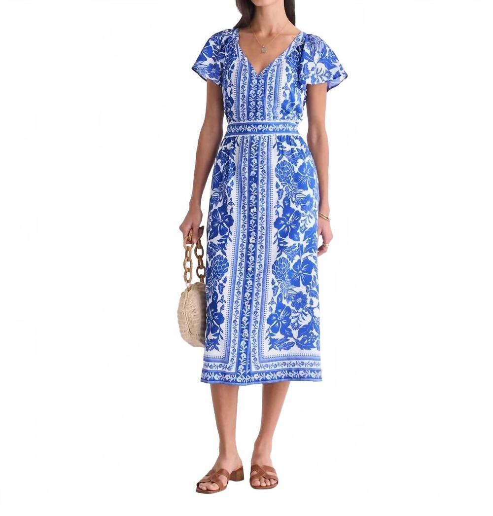 NEW VINEYARD VINES britt midi dress in scarf print white